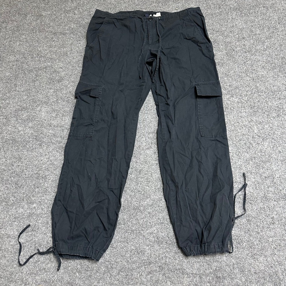 Tommy Jeans Cargo Pants Womens Size 11 Black Cotton Ripstop Utility Drawstring